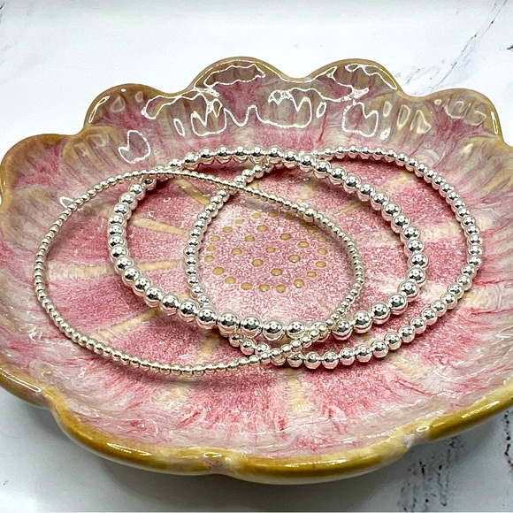 2mm 3mm 4mm Set of 3 Sterling Silver Stretch Bracelets - Picture 6 of 6